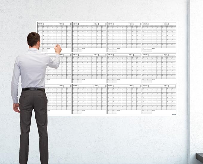 48 X 72 Large Jumbo Oversized Erasable Laminated Blank Annual Wall Calendar Poster