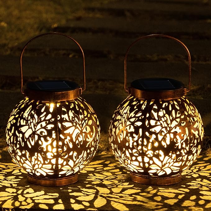 JOIEDOMI Outdoor Solar Hanging Lantern Lights